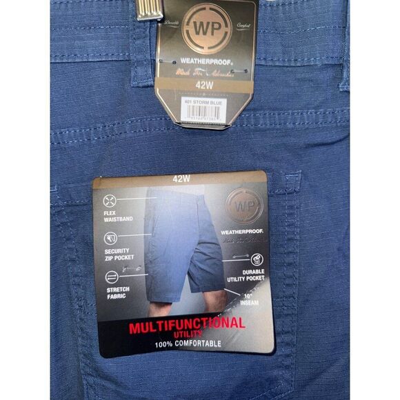 NWT Weatherproof Ripstop Multifunctional Utility Shorts in Storm Blue Size 42W - Picture 7 of 14